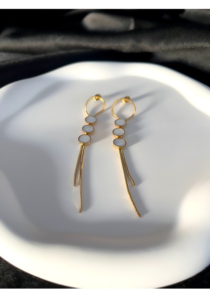 Sarkıtlı Üç Nokta Gold Çelik Küpe fiyatları