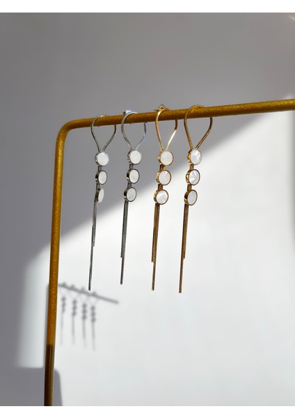 Sarkıtlı Üç Nokta Gold Çelik Küpe modelleri