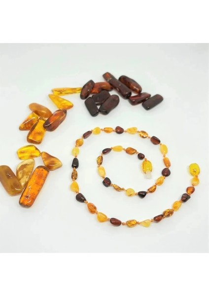 Amber Damla Kehribar Yetişkin Kolye 50 cm Erkek Kadın