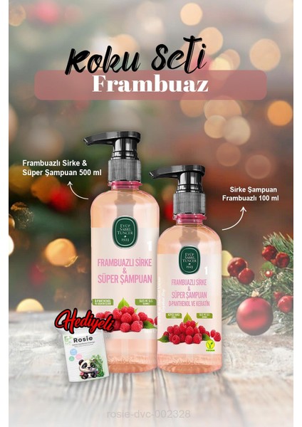 100 ml Şampuan, Frambuazlı Sirke & Şampuan 500 ml ve Rosie Hediye