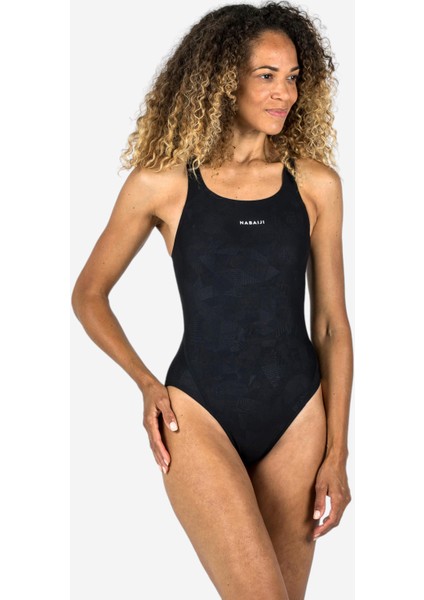 Nabaiji Kadın Çapraz Sırt Detaylı Yüzücü Mayosu - Siyah - KAMYLEON 500 Geol