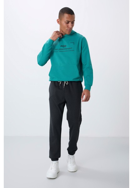 Koyu Gri Yüzeyi Dokulu Standart Fit Erkek Eşofman Alt - 82156