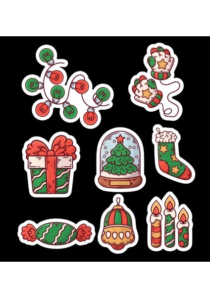 Yılbaşı - Merry Christmas -Yeni Yıl Temalı Sticker Set -16 Parça- 2'li Set Etiket Kağıdı fırsatları