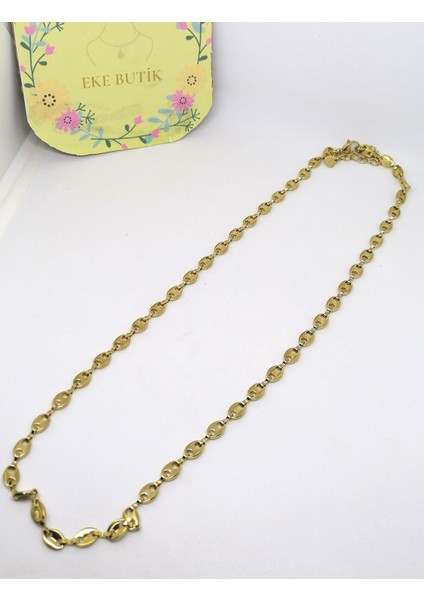Çelik Gemici Unisex Model Kolye Altın 55+5cm