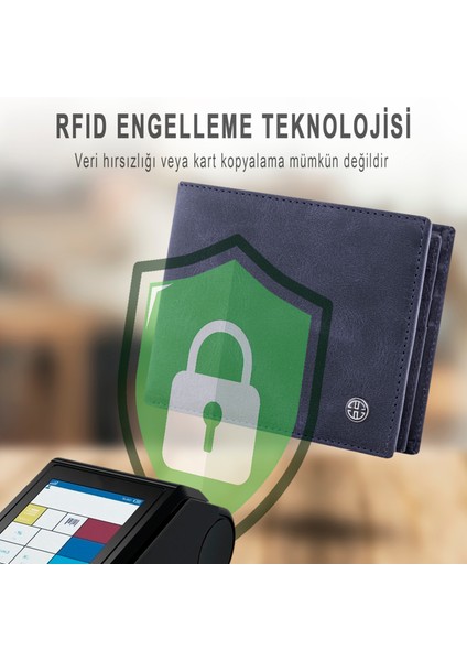 Treviso Klasik Lacivert Hakiki Deri Bozuk Paralık Cepli Erkek Cüzdan Rfid Korumalı Hediye