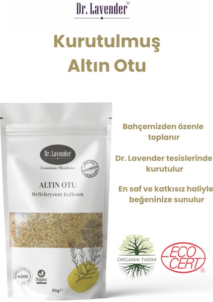 Bahçemizden Kurutulmuş Saf Altın Otu Çayı Helichrysum Italicum 50 Gr. Altın Otu Çayı