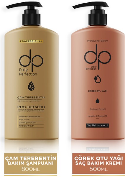 Daily Perfection 1 Adet Çam TEREBENTIN(800 Ml) 1 Adet Çörek Otu YAĞI(800 Ml) Şampuan 2'li Set
