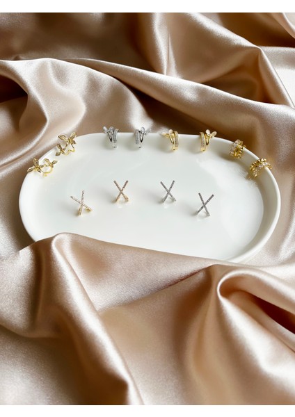 x Taşlı Silver Çelik Küpe fiyatları