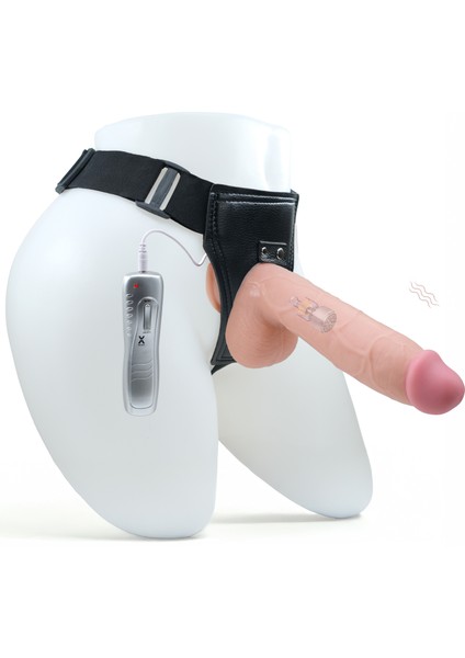 Belden Bağlama Kemerli Strapon Penis Titreşimli Vibratör 22.5cm Realistik Gerçekçi Büyük Kalın Vantuzlu Dildo Yapay Erkek Penisleri Yetişkin Kadın Erkek Kullanımı için Cinsel Fantezi Oyuncakları