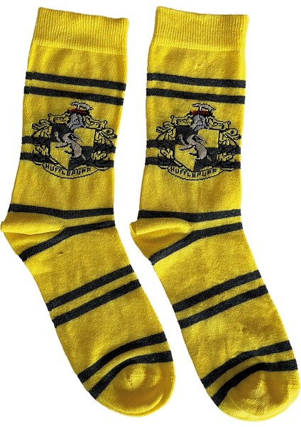 Harry Potter Lisanslı Hufflepuff Logo Çorap