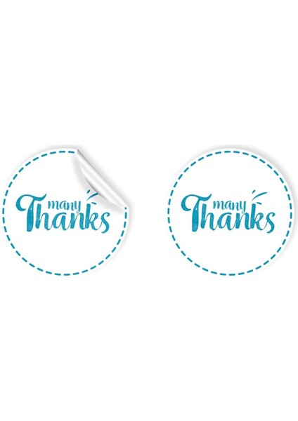 Kuşe Sticker Paketleme & Kargo Etiketi (4X4CM) 48 Adet - Many Thanks -