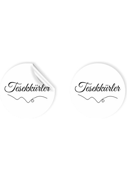 Kuşe Sticker Paketleme & Kargo Etiketi (4X4CM) 48 Adet - Teşekkürler -