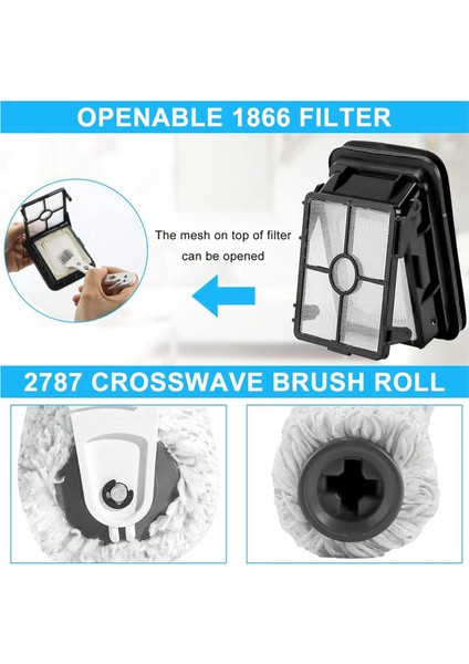 Bissell Crosswave Cordless Max 2554 2554A Serisi Çok Yüzeyli Fırça Ruloları 2787 Filtreler 1866 Için Yedek Parçalar (Yurt Dışından) indirimleri