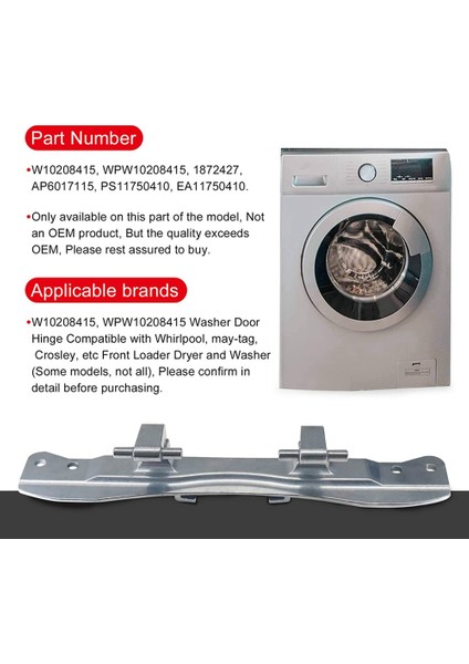 W10208415 Whirlpool 1872427 AH3407069 EA3407069 PS3407069 Için Yıkama Menteşesi (Yurt Dışından)