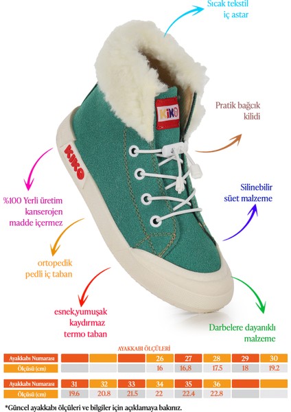 Tigge Günlük Lastikli Kız Çocuk Bot Ayakkabı Yeşil fiyatları