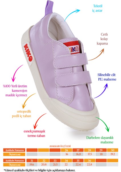 Suba Cırtlı Termo Taban Kız Bebek Günlük Spor Ayakkabı Lila fiyatları