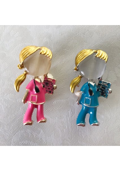 Mavi Stil Yeni Yaratıcı Pembe Mavi Doktor Broş Hemşire Broş Kadınlar Kız Tıbbi Metal Takı Hediye (Yurt Dışından)