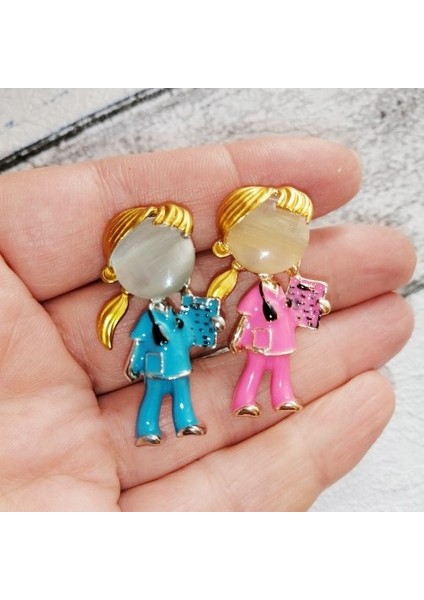 Mavi Stil Yeni Yaratıcı Pembe Mavi Doktor Broş Hemşire Broş Kadınlar Kız Tıbbi Metal Takı Hediye (Yurt Dışından)