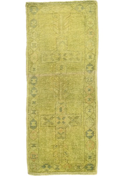 Gordion Vintage El Dokuma Yeşil Yolluk 64X159 cm