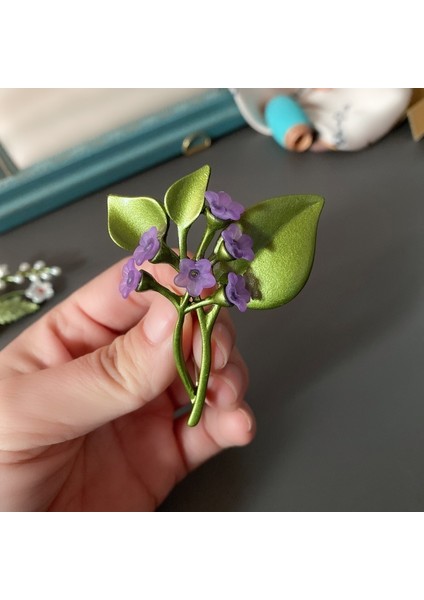 No.5 Boyutu Kadınlar Için Vintage Mine Emaye Yeşil Renkli Bitki Inci Ağaç Lotus Yaprağı Yabanmersini Kiraz Çiçeği Bambu Broş Hediye (Yurt Dışından)