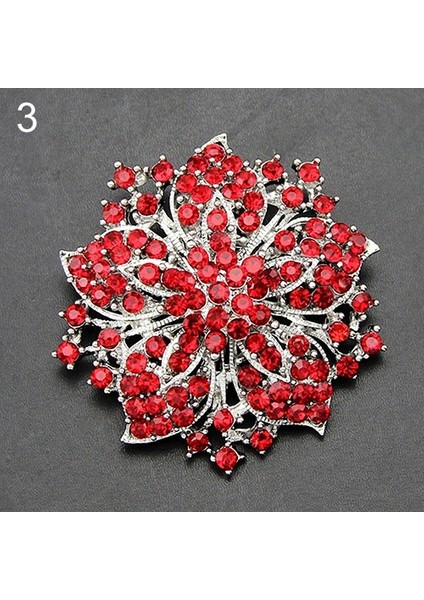 Siyah Stil Görkemli Tasarım Küme Taşlı Yuvarlak Çiçek Kristal Gümüş Kaplama Broş Pin (Yurt Dışından)