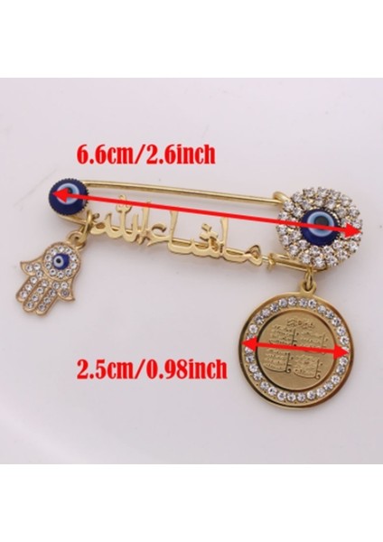 Altın Tarzı Islam Mashallah Dört Kutsal Sureli Hamsa Hand Of Fatima Nazar Boncuklu Çelik Broş Bebek Iğnesi (Yurt Dışından) indirimleri