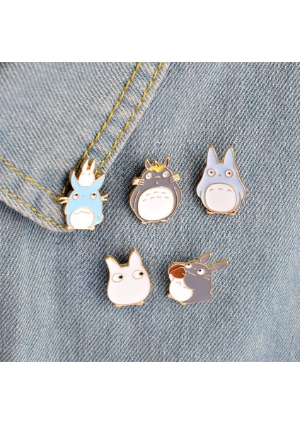 No.2 Boyutu Komşum Totoro Serisi Broo Emaye Metal Kawaii Hayvan Broş Seti Kot Ceket Yaka Pim Rozeti (Yurt Dışından)
