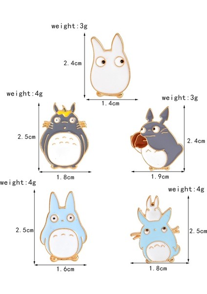 No.2 Boyutu Komşum Totoro Serisi Broo Emaye Metal Kawaii Hayvan Broş Seti Kot Ceket Yaka Pim Rozeti (Yurt Dışından)