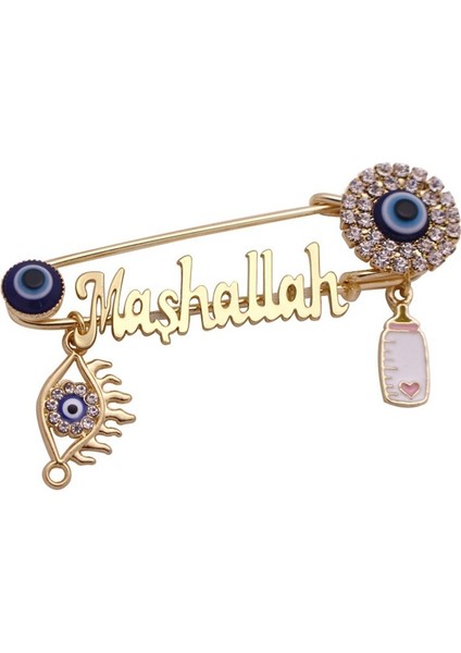 Altın Tarzı Islam Müslüman Mashallah Nazar Boncuğu Paslanmaz Çelik Broş Bebek Pin Takı (Yurt Dışından) modelleri