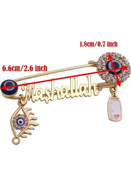 Altın Tarzı Islam Müslüman Mashallah Nazar Boncuğu Paslanmaz Çelik Broş Bebek Pin Takı (Yurt Dışından) fırsatları