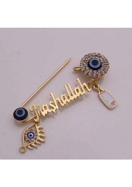 Altın Tarzı Islam Müslüman Mashallah Nazar Boncuğu Paslanmaz Çelik Broş Bebek Pin Takı (Yurt Dışından) indirimleri