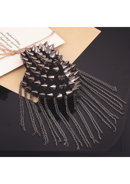 Siyah Stil 1 Çift 1 Çift Nitarlı Epaulette Broş Punk Epaulet Omuz Işıltılı Giyim Aksesuarları Takım Süslemesi (Yurt Dışından)
