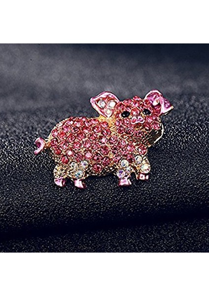Pembe Tarzı Kadınlar Için Doğal Hayvan Sevimli Alaşım Taşlı Broş Pembe Domuz (Yurt Dışından) modelleri