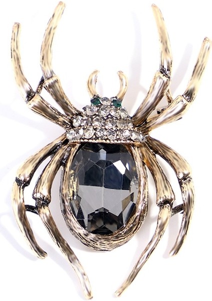 Gri Tarzı Antika Altın Örümcek Broş Taşlı Kristal Yaka Broş Düğün Aksesuarı Hediyelik Eşya (Yurt Dışından)