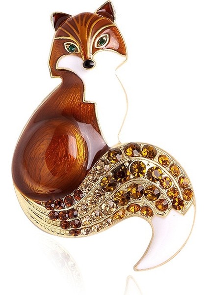 Kahverengi Tarzı Yeni Gelen Taşlı Tilki Broşlar Kadınlar Için Emaye Hayvan Pin Broo Renkler Kış Tasarımı Ceket Takı Mevcut (Yurt Dışından)