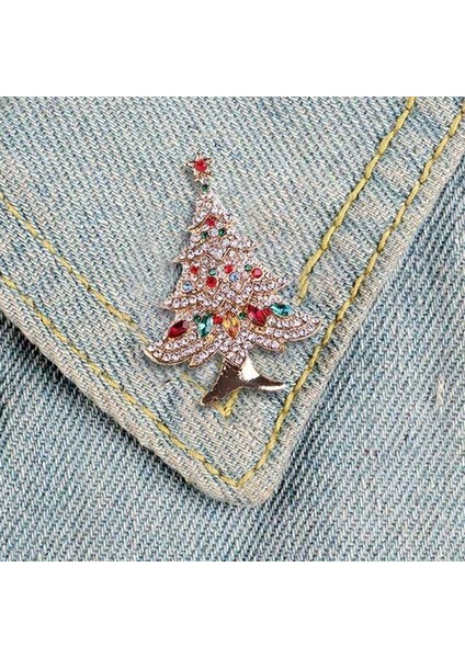 H07 Moda Kristal Noel Adamı Noel Ağacı Geyik Broş Kadın Takı Xmas Parti Takıları (Yurt Dışından)