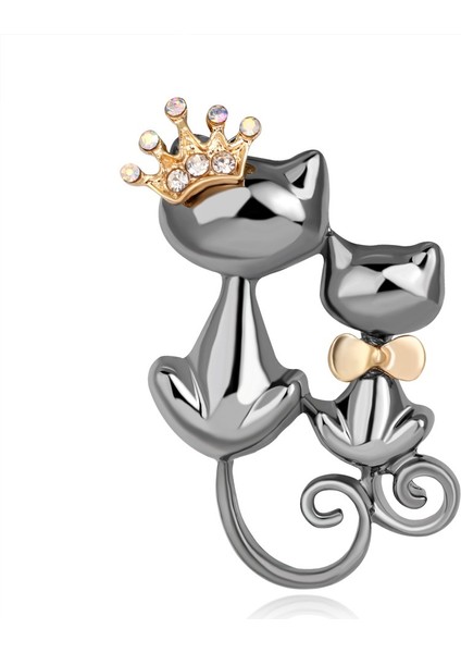 Moda Kadın Korsaj Alaşım Taşlı Karikatür Kedi Broş Aksesuarları (Yurt Dışından)