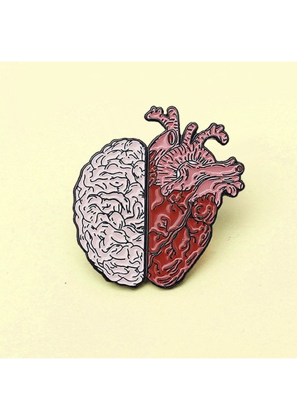 No.3 Boyutu Insan Beyin Organ Broş Yarı Beyin ve Kalp Emaye Rozet Pin Broş Tıbbi Takı Doktor Öğrenci Öğretmen Hediyesi (Yurt Dışından)