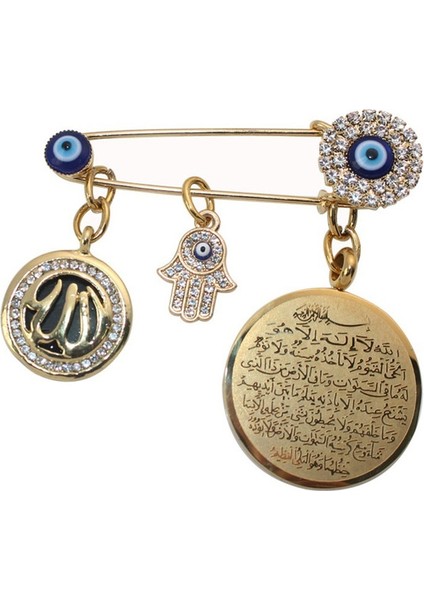 Altın Tarzı Islam Ayetül Kürsi Allah Türk Nazar Boncuklu Hamsa Fatma'nın Eli Paslanmaz Çelik Başörtü Broş Bebek Iğnesi (Yurt Dışından) fiyatları