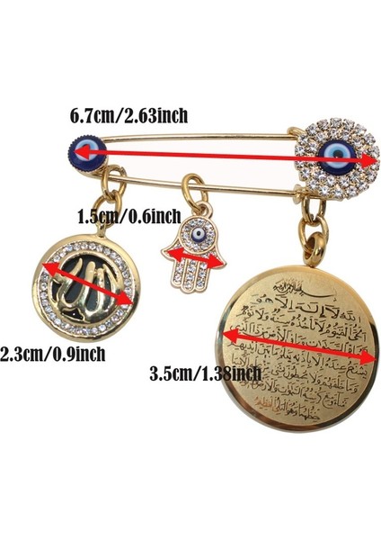 Altın Tarzı Islam Ayetül Kürsi Allah Türk Nazar Boncuklu Hamsa Fatma'nın Eli Paslanmaz Çelik Başörtü Broş Bebek Iğnesi (Yurt Dışından) fırsatları