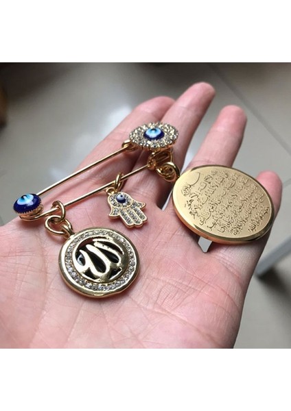 Altın Tarzı Islam Ayetül Kürsi Allah Türk Nazar Boncuklu Hamsa Fatma'nın Eli Paslanmaz Çelik Başörtü Broş Bebek Iğnesi (Yurt Dışından) indirimleri