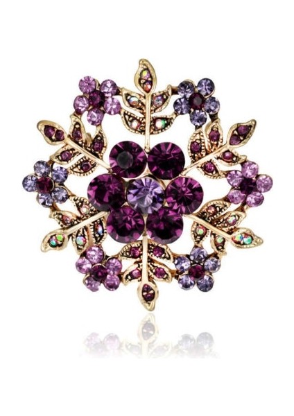 Mor Tarzı Kadınlar Için Şık Çok Renkli Taşlı Kristal Broşlar - Trend Kar Tanesi Elegant Süsleme (Yurt Dışından)