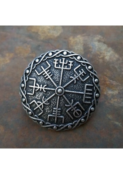 Antik Gümüş Tarzı A Viking Amulet Takı Kadın Broş Vintage Büyük Metal Broşlar Erkekler Için Viking Nordic Pusula Mücevherleri (Yurt Dışından)