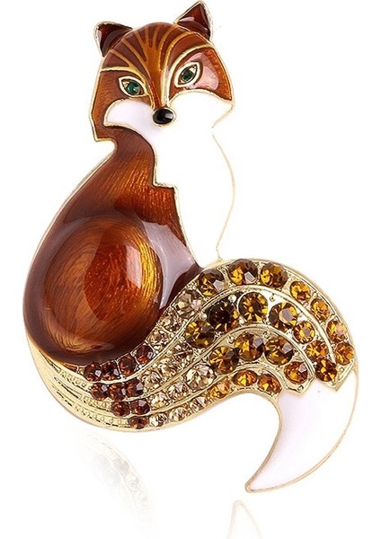 Kahverengi Tarzı Kadınlar Için Taşlı Emaye Tilki Broşları Parti Kıyafet Takımları Hediye (Yurt Dışından) fırsatları