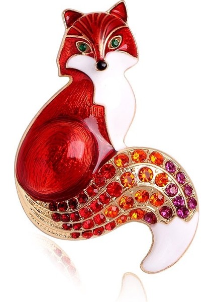 Kahverengi Tarzı Kadınlar Için Taşlı Emaye Tilki Broşları Parti Kıyafet Takımları Hediye (Yurt Dışından) indirimleri