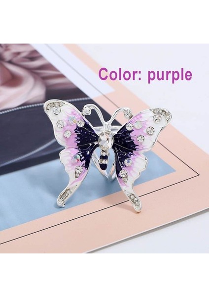 Açık Mor Tarzı Moda Klasik Üç Halkalı Kelebek Şekilli El Yapımı Inci Detaylı Şal Tokası Eşarp Tutucu Klips Broş Mücevherler (Yurt Dışından)