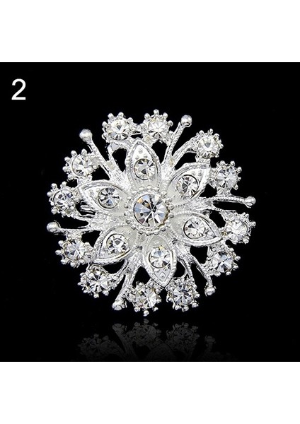 No.6 Boyutu Güzel Çiçek Kalp Taşlı Gümüş Kaplama Broş Düğün Gelin Broş Göğüs Iğnesi Shy (Yurt Dışından)