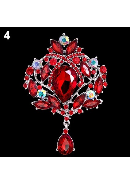 No.4 Boyutu Sıcak Çok Renkli Damla Lüks Taşlı Kristal Düğün Gelin Alaşımlı Broş Pin - Del (Yurt Dışından)