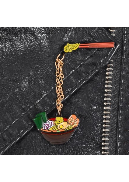 Karikatür Japon Eriştesi Çubukları Ramen Emaye Kase Broşlar Denim Gömlek Yaka Zincir Rozeti Takı Hediyeleri (Yurt Dışından) fırsatları