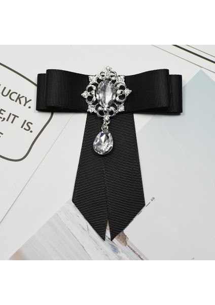 Beyaz Stil No.1 Boyutu Kadın Erkek Için Kurdele Bağcık Yaka Broş Kumaş Kristal Çiçekli Broş Aksesuarları Bowtie Rozeti (Yurt Dışından)
